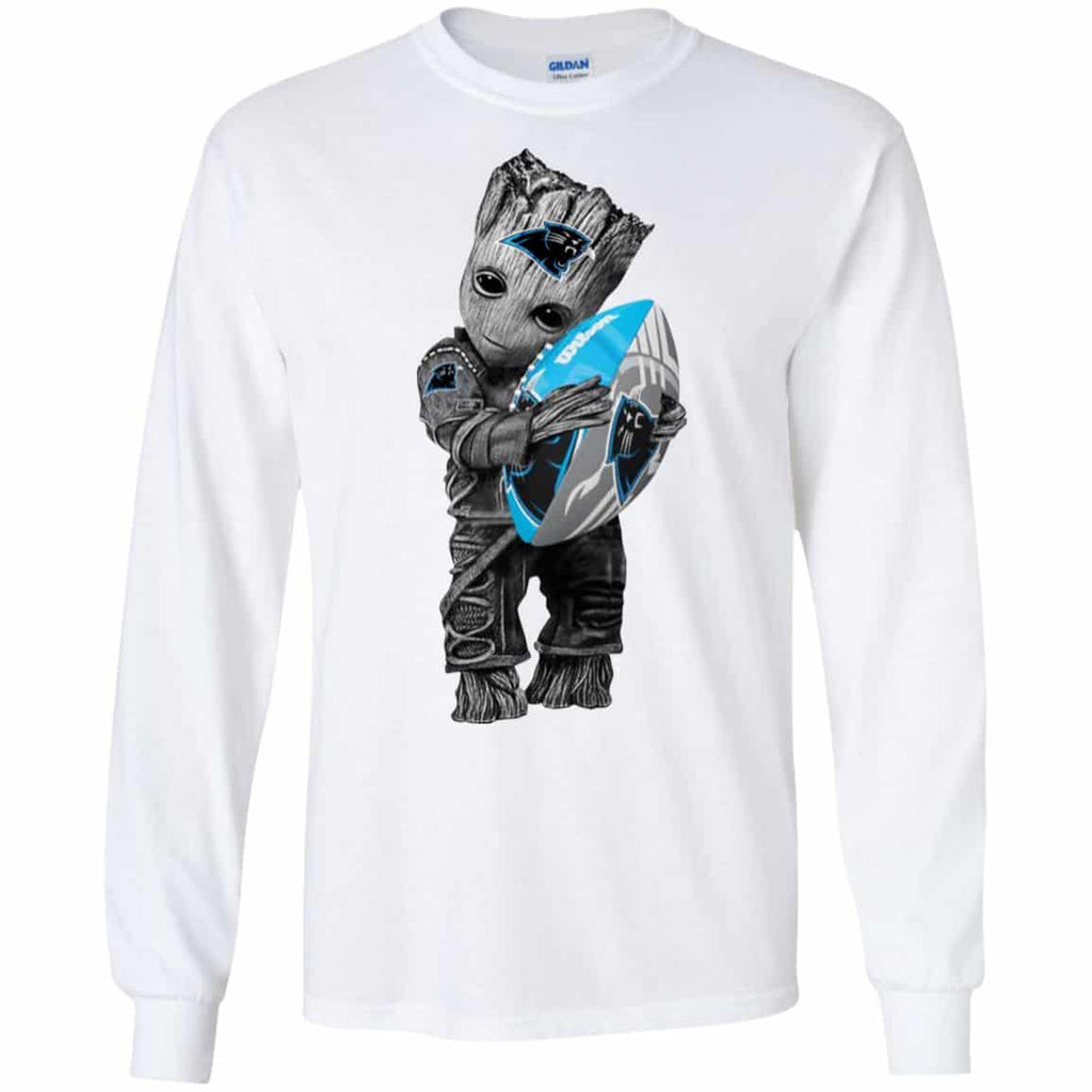 Baby Groot Hugging Carolina Panthers T-Shirts, Hoodie, Tank