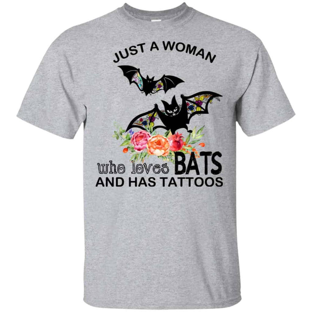 Just A Woman Who Loves Bats And Has Tattoos T-Shirts, Hoodie, Tank