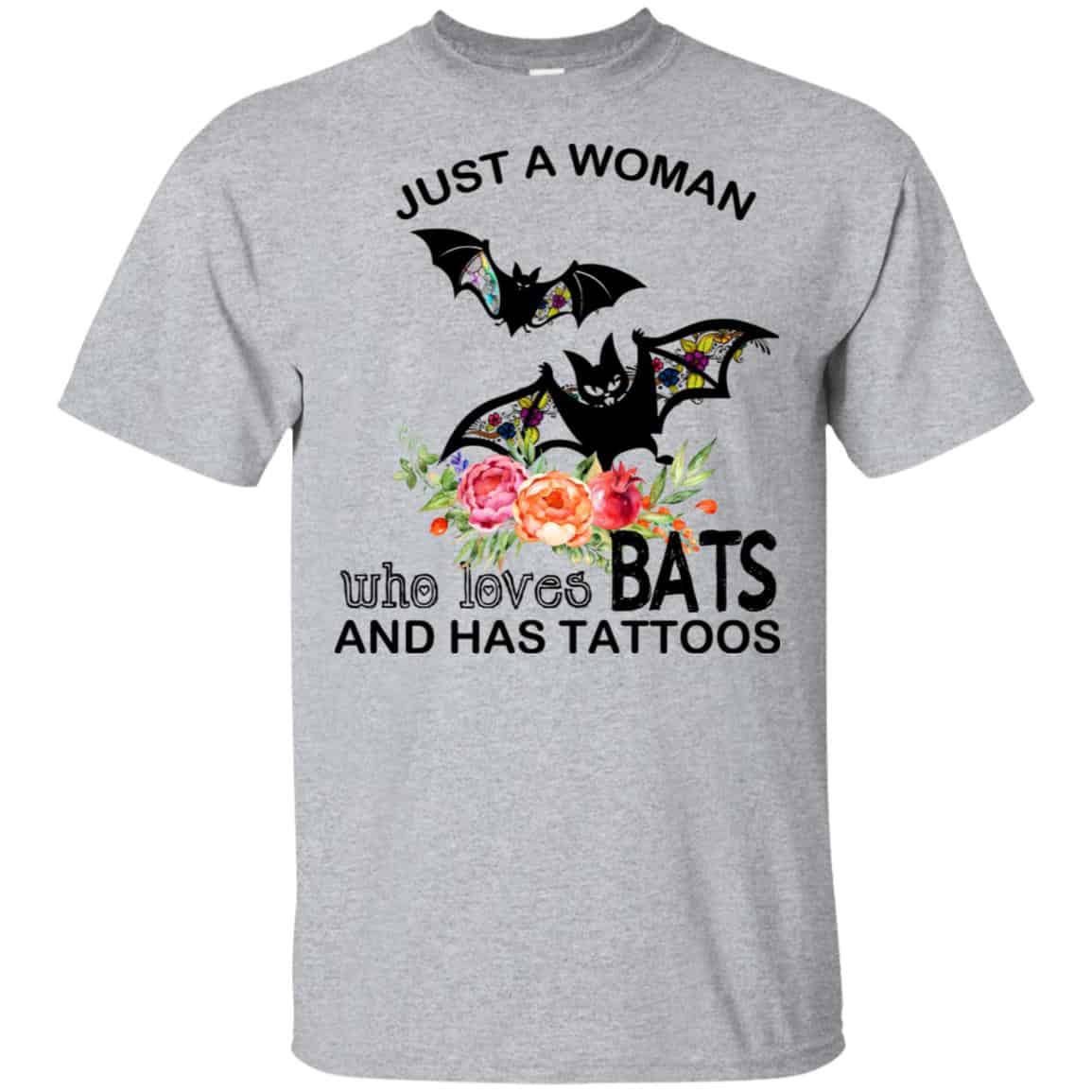Just A Woman Who Loves Bats And Has Tattoos T-Shirts, Hoodie, Tank