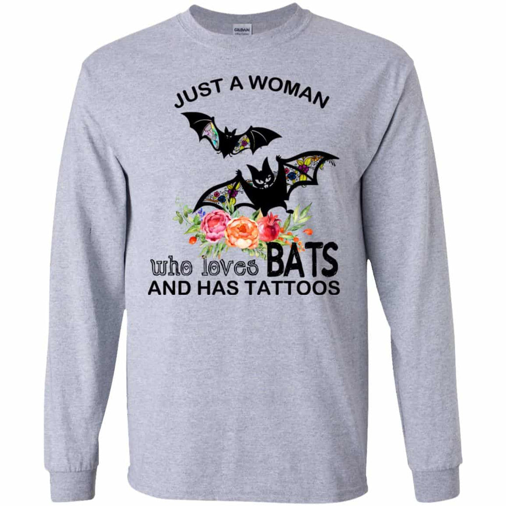 Just A Woman Who Loves Bats And Has Tattoos T-Shirts, Hoodie, Tank