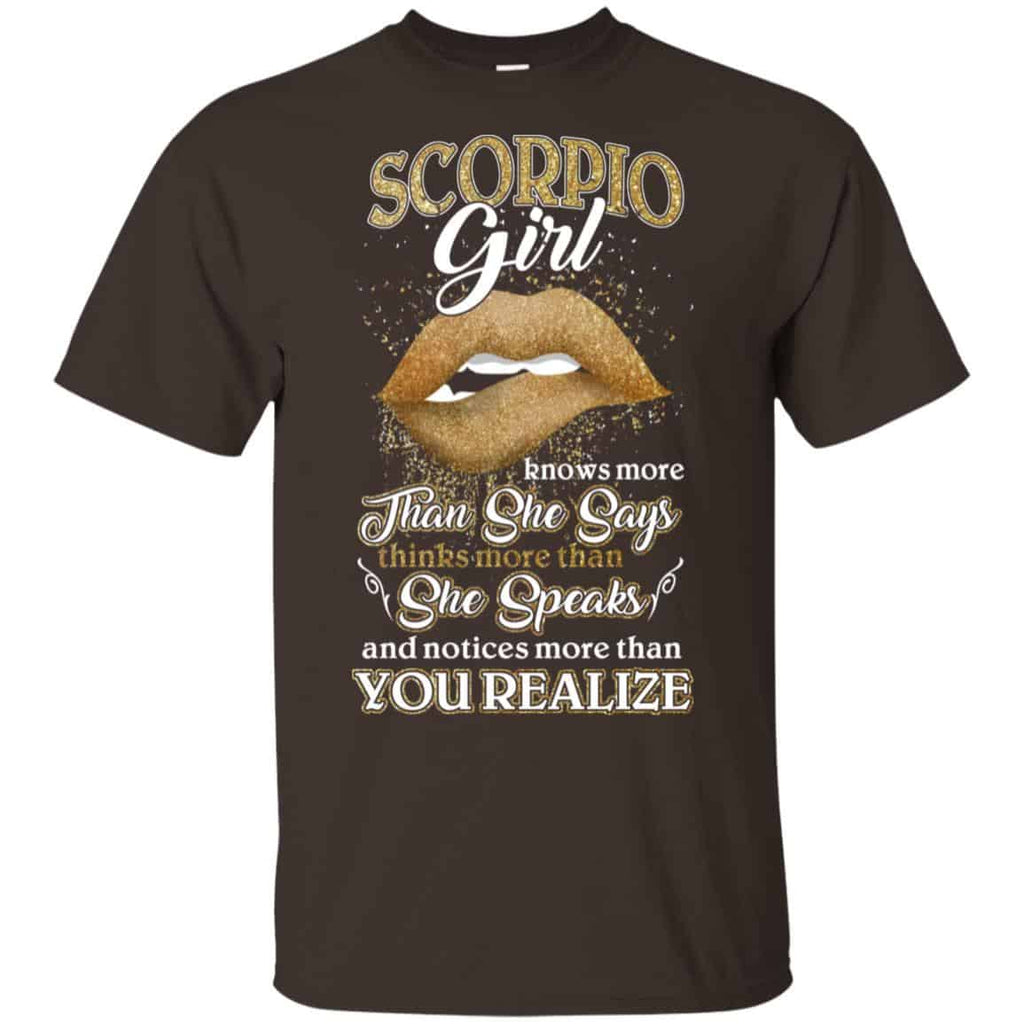 Scorpius Girl Knows More Than She Says Zodiac Birthday T-Shirts, Hoodie, Tank