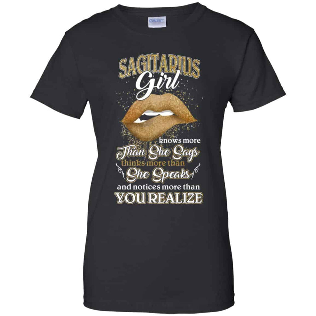 Sagittarius Girl Knows More Than She Says Zodiac Birthday T-Shirts, Hoodie, Tank
