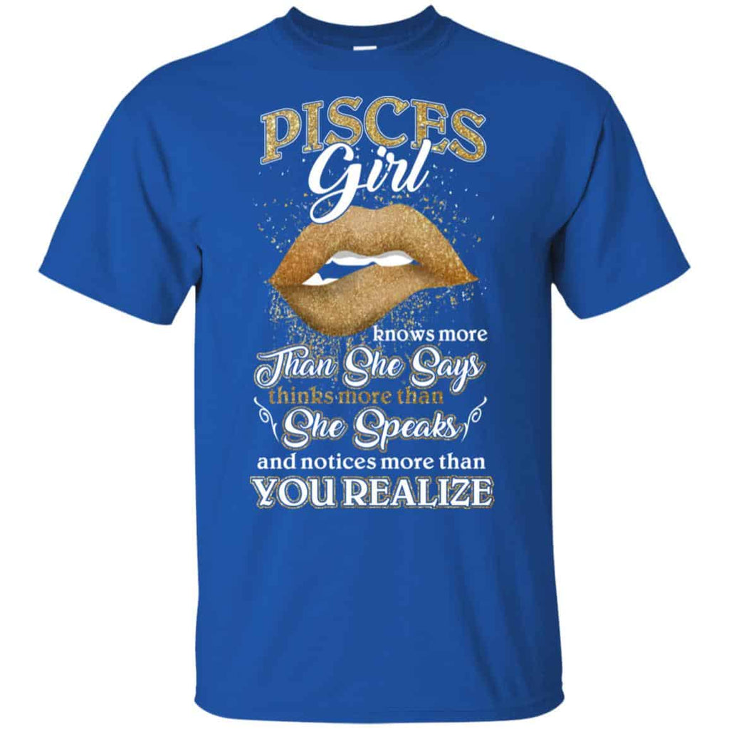 Pisces Girl Knows More Than She Says Zodiac Birthday T-Shirts, Hoodie, Tank
