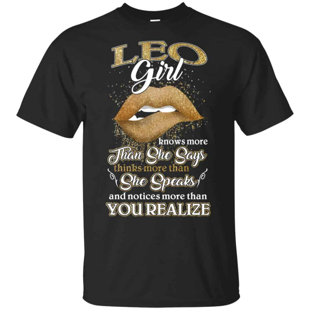 Leo Girl Knows More Than She Says Zodiac Birthday T-Shirts, Hoodie, Tank