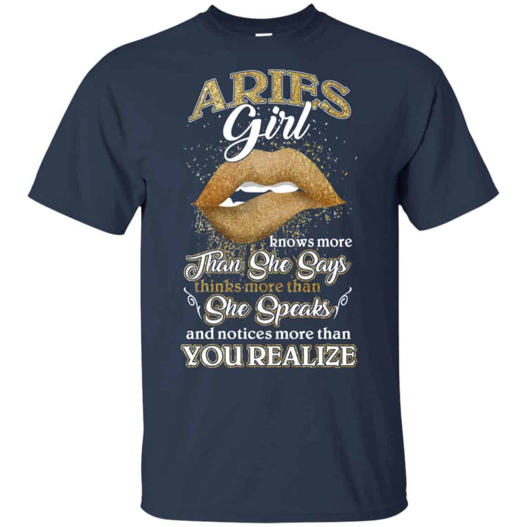 Aries Girl Knows More Than She Says Zodiac Birthday T-Shirts, Hoodie, Tank