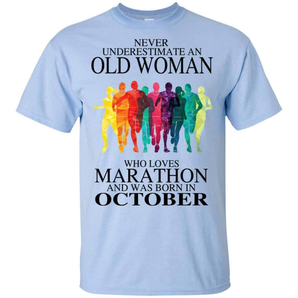 An Old Woman Who Loves Marathon And Was Born In October T-Shirts, Hoodie, Tank