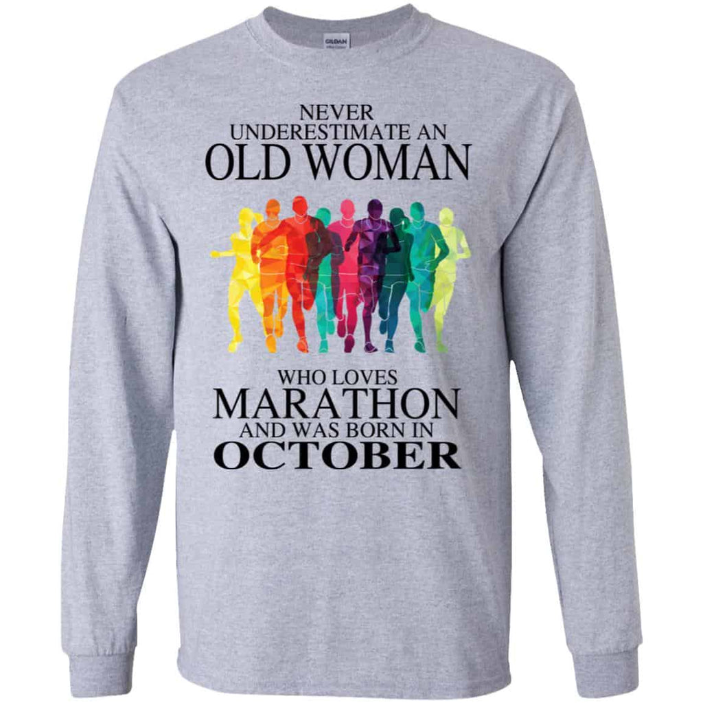An Old Woman Who Loves Marathon And Was Born In October T-Shirts, Hoodie, Tank