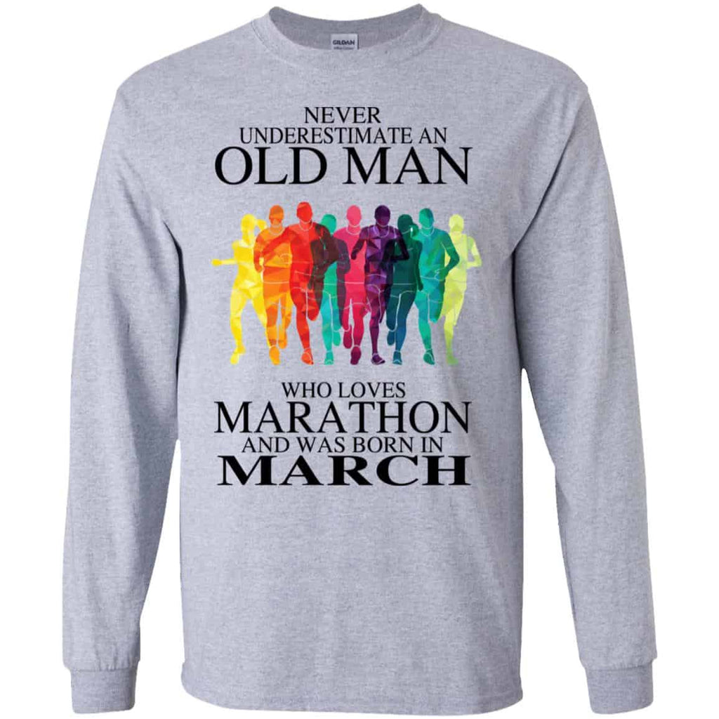 An Old Man Who Loves Marathon And Was Born In March T-Shirts, Hoodie, Tank