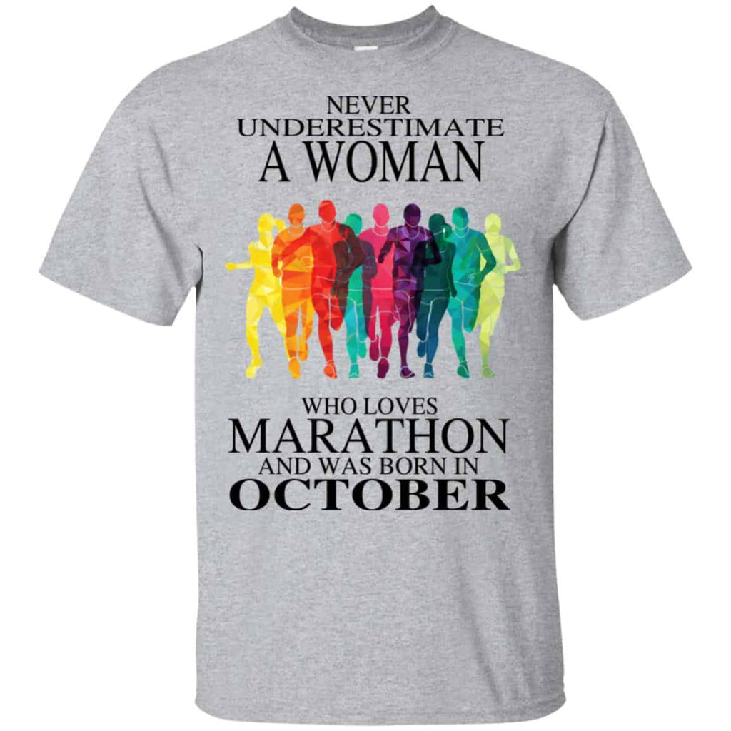 A Woman Who Loves Marathon And Was Born In October T-Shirts, Hoodie, Tank