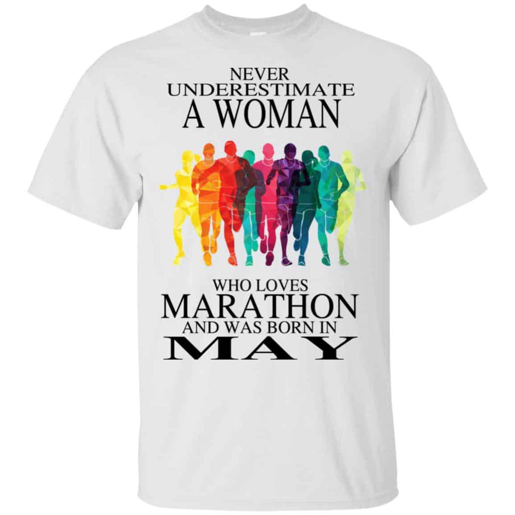 A Woman Who Loves Marathon And Was Born In May T-Shirts, Hoodie, Tank