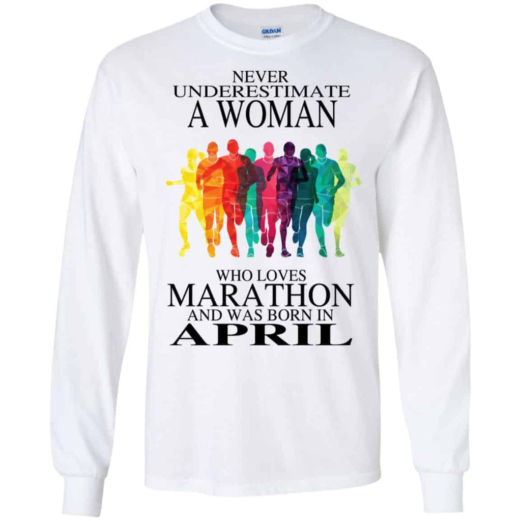 A Woman Who Loves Marathon And Was Born In April T-Shirts, Hoodie, Tank