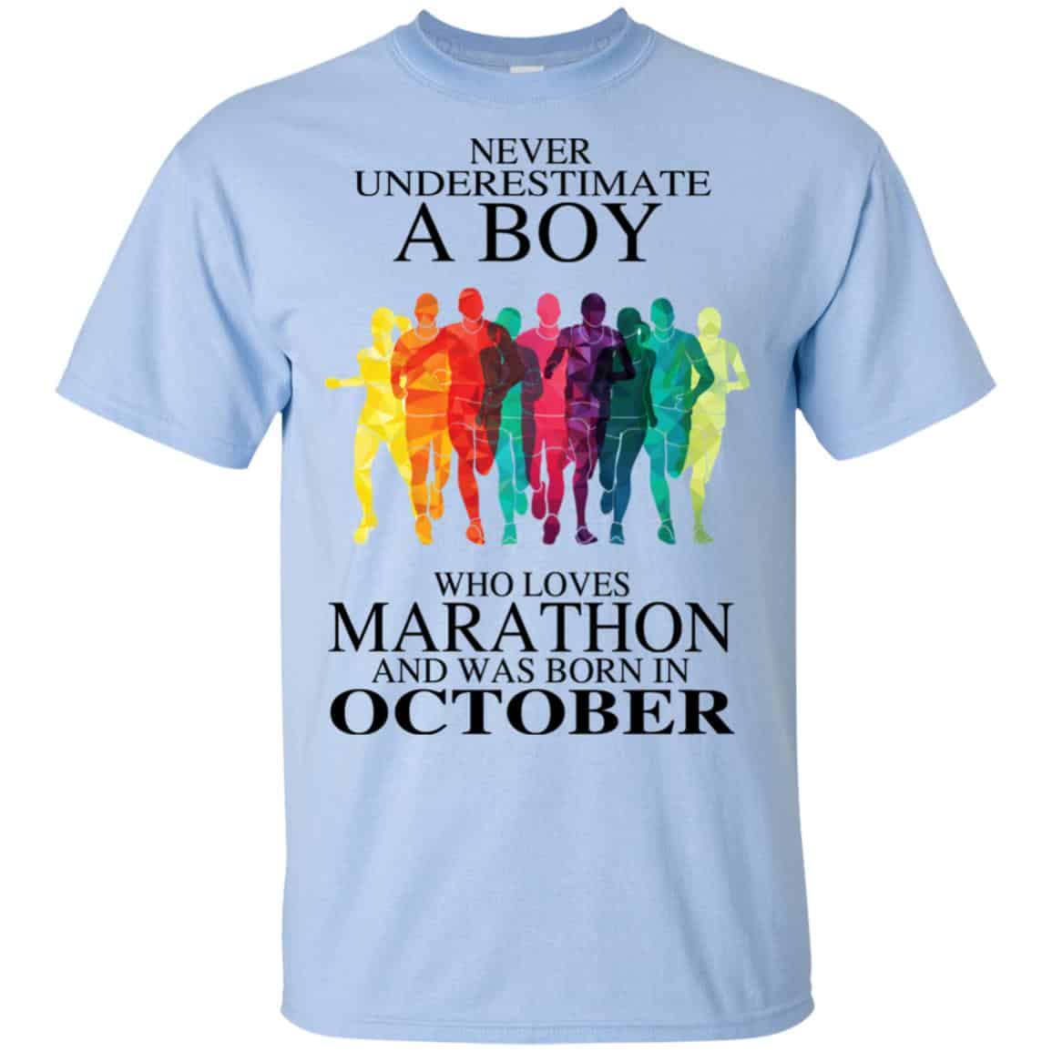 A Boy Who Loves Marathon And Was Born In October T-Shirts, Hoodie, Tank