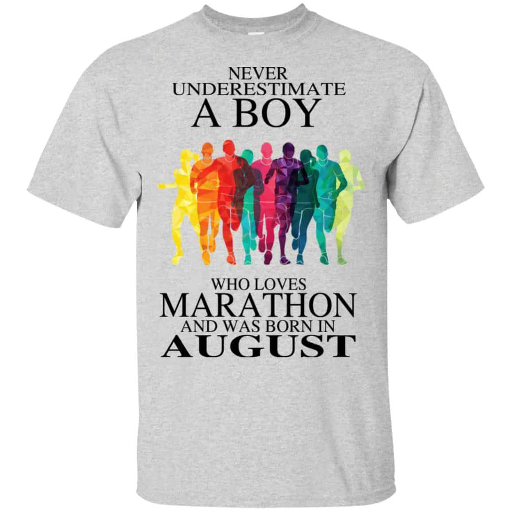 A Boy Who Loves Marathon And Was Born In August T-Shirts, Hoodie, Tank