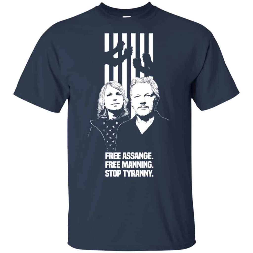 Free Assange. Free Manning. Stop Tyranny. T-Shirts, Hoodie, Tank