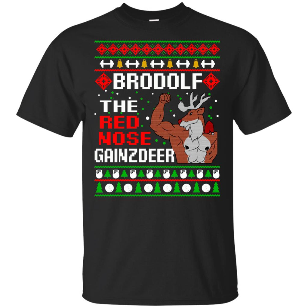 Brodolf The Red Nose Gainzdeer Christmas Sweater, T-Shirts, Hoodie