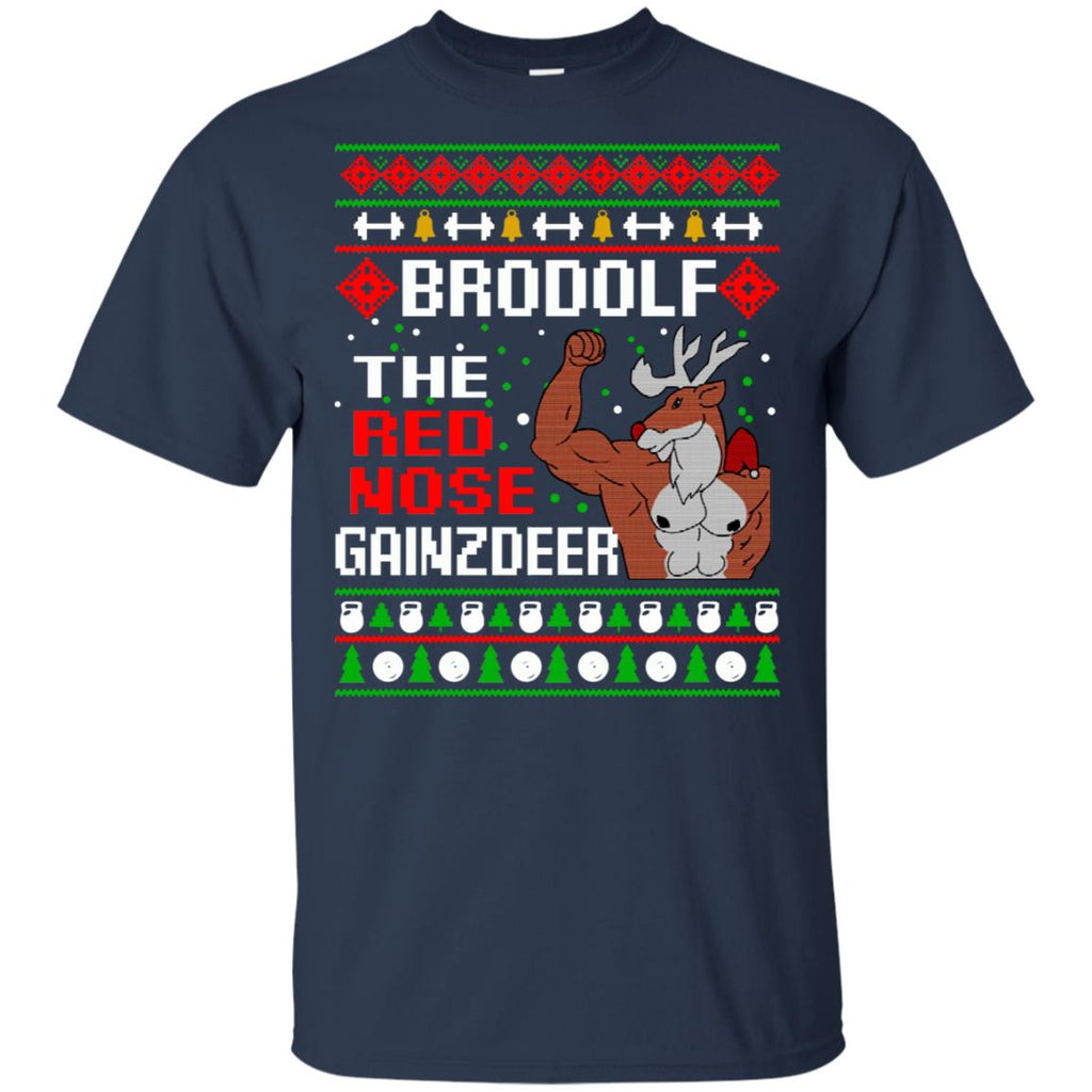 Brodolf The Red Nose Gainzdeer Christmas Sweater, T-Shirts, Hoodie