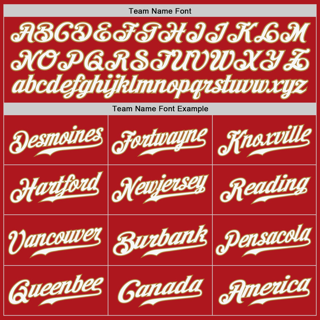 Custom White Red-Old Gold Authentic Split Fashion Baseball Jersey