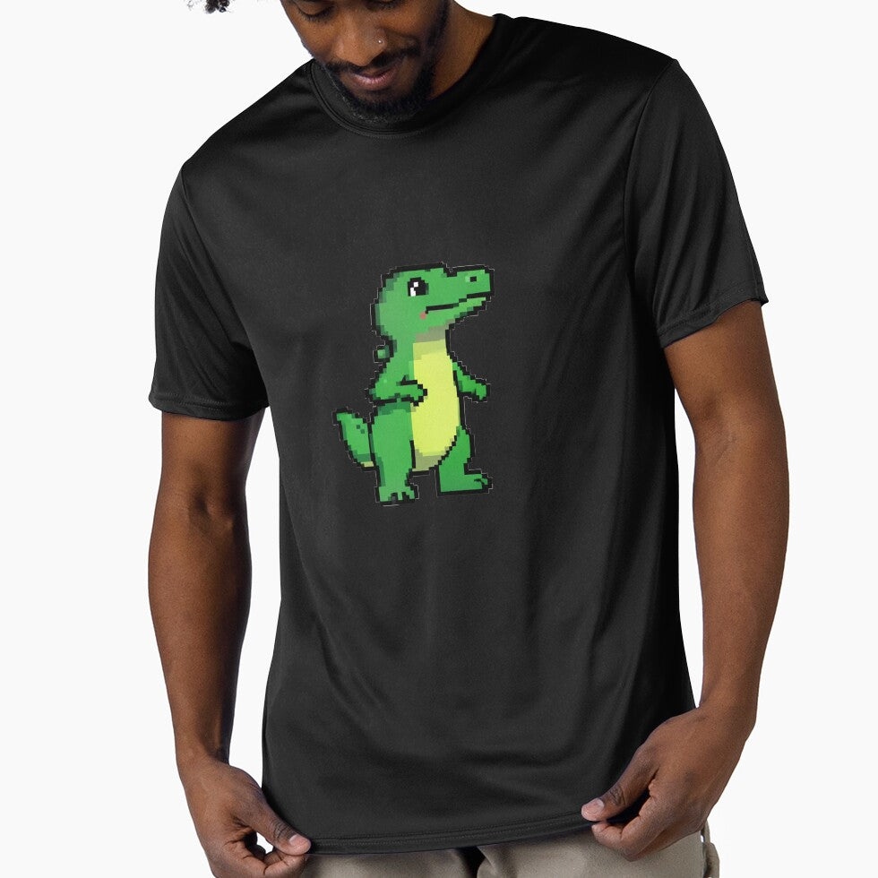 Retro Pixel Art Green Crocodile Standing by Bloomkept