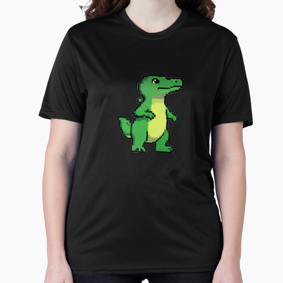Retro Pixel Art Green Crocodile Standing by Bloomkept