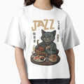 Jazz Cat with Sushi and Wine Illustration by Ahmedsyde