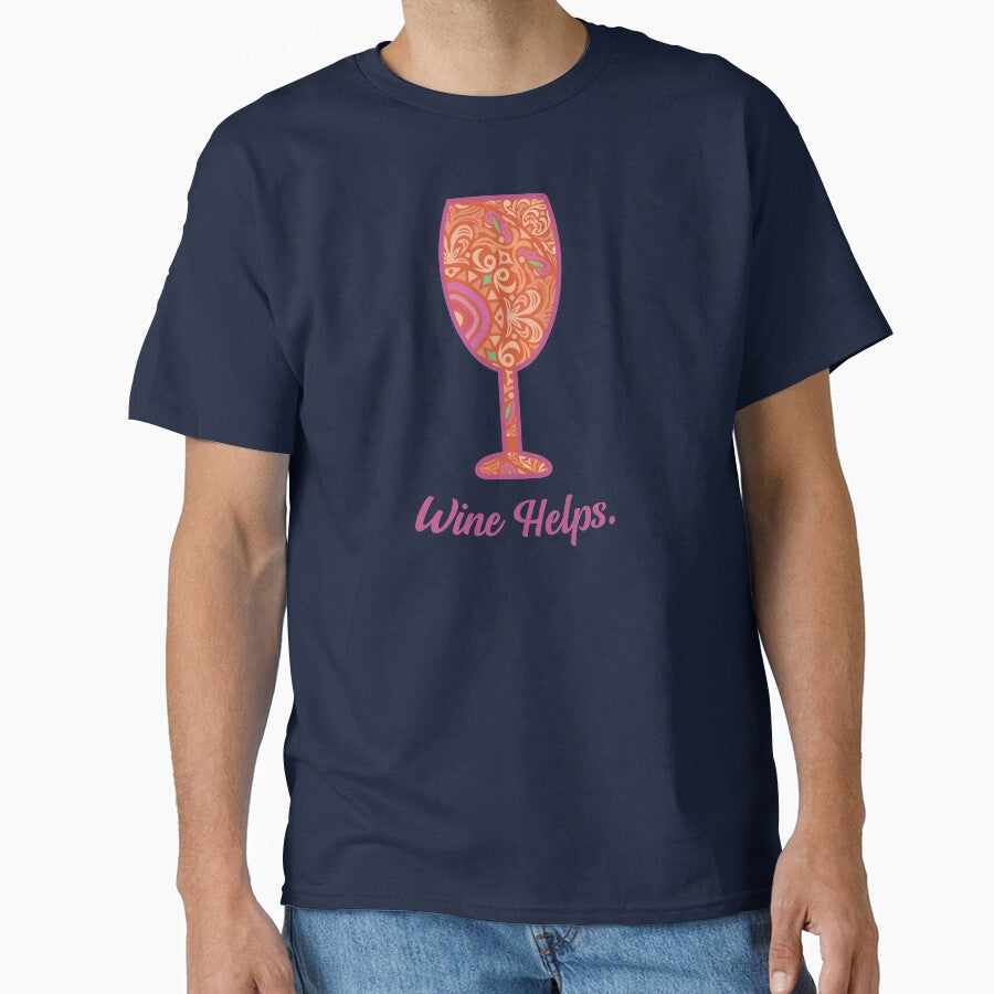 Wine Helps Wine Glass Mandala by SharksOnShore