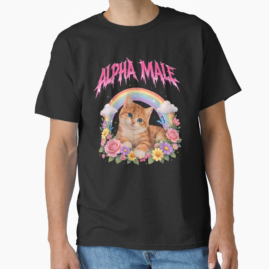 Alpha Male Funny Kitten Rainbow Floral Hilarious Cat Meme Cat Lovers by RDGNR