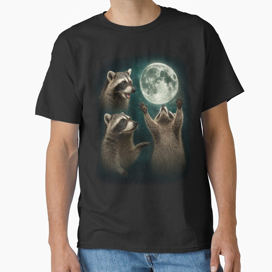 Raccoon 3 Racoons Howling At Moon Funny Weird Cursed by TynesDesign