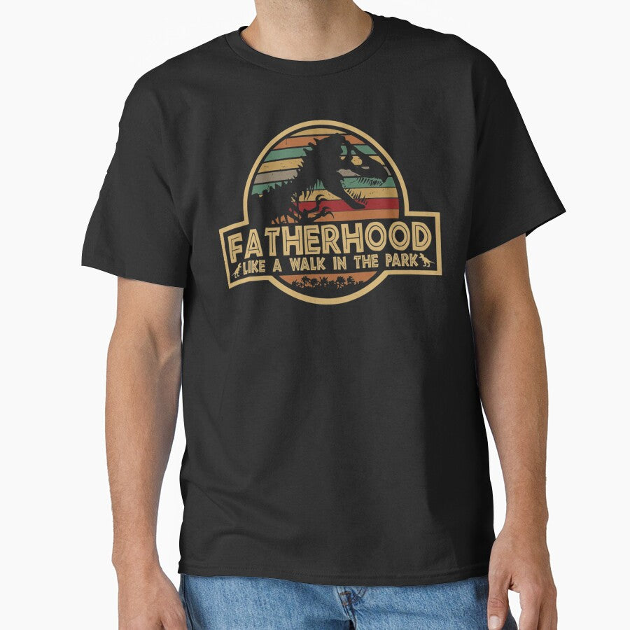 Fatherhood Like A Walk In The Park Retro Vintage T-Rex Dinosaur Father&x27;s Day Essential by PatrickDols