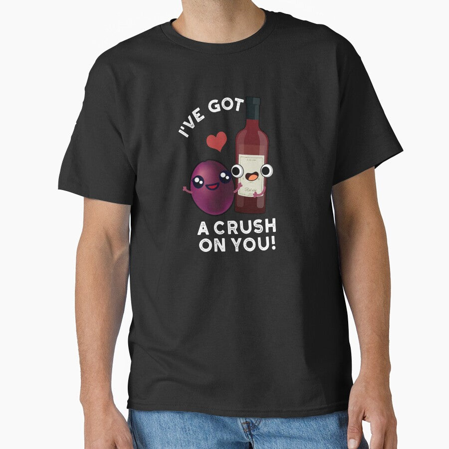 I've Got A Crush On You Funny Grape Wine Pun (Dark BG) by punnybone