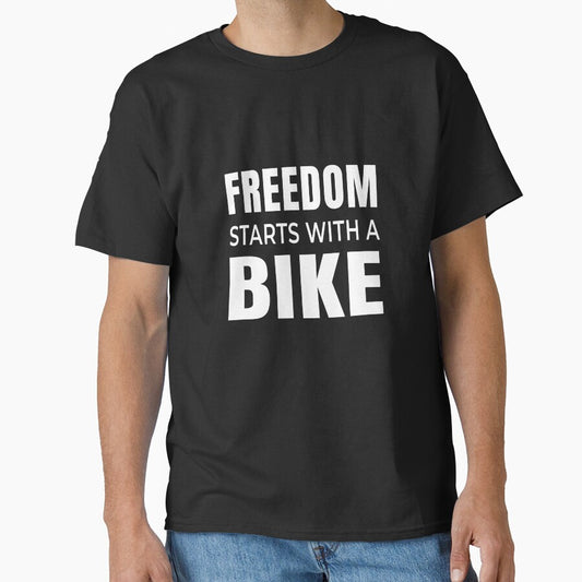 Freedom Starts With A Bike - Typography Bike Quote by ChainPower