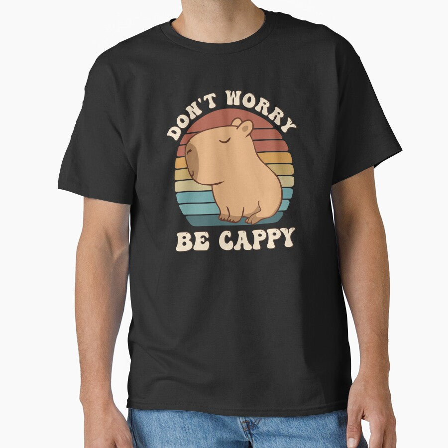Retro Rodent Capybara Dont Be Worry Be Cappy Funny Saying by alenaz