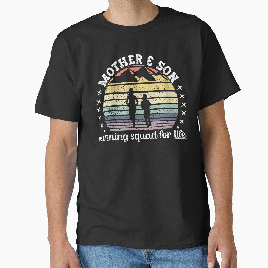 Vintage Sunset Mom & Son Running Squad| Mother & Son Matching Outfit - Black by PearlMoonGrapes
