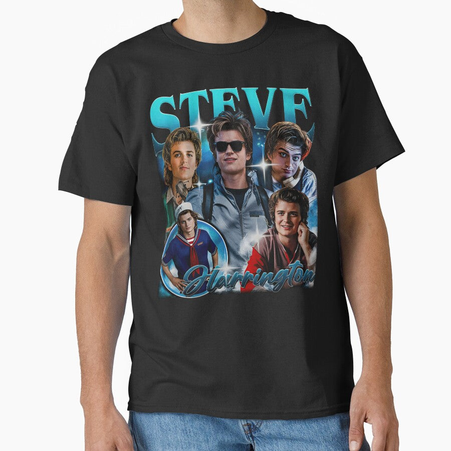 Steve Harrington Vintage Bootleg Collage T-Shirt | Retro 80s TV Fan Art Graphic Tee by thudoando