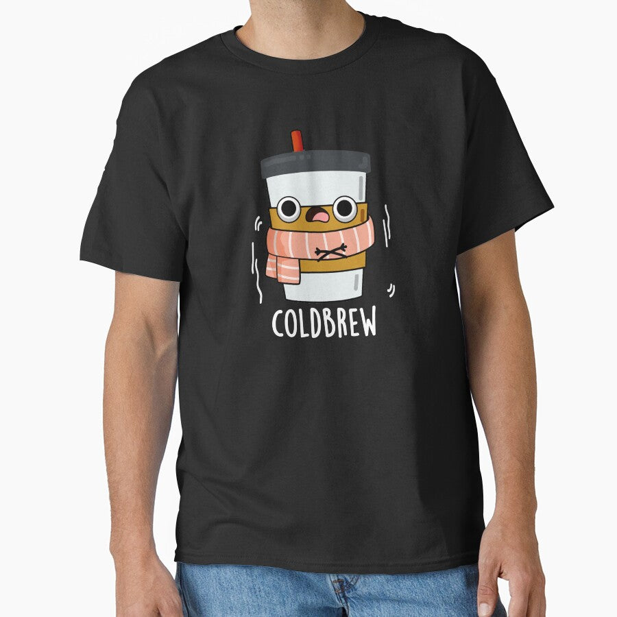 Cold Brew Funny Freezing Coffee Pun (Dark BG) by punnybone