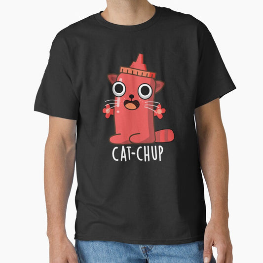 Cat-chup Funny Ketchup Pun (Dark BG) by punnybone