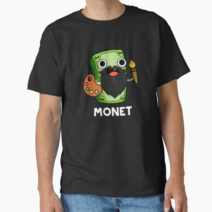 Monet Funny Artist Money Pun (Dark BG) by punnybone
