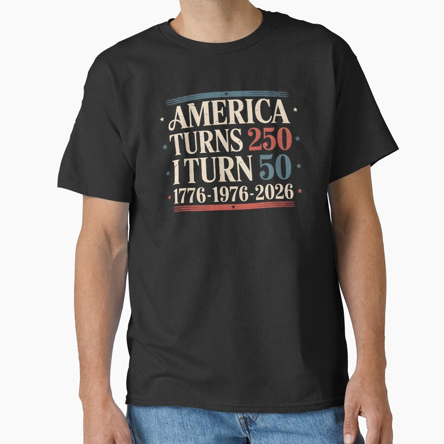 America Turns 250 I Turn 50 Funny 50th Birthday and 4th of July by Redgiant87x