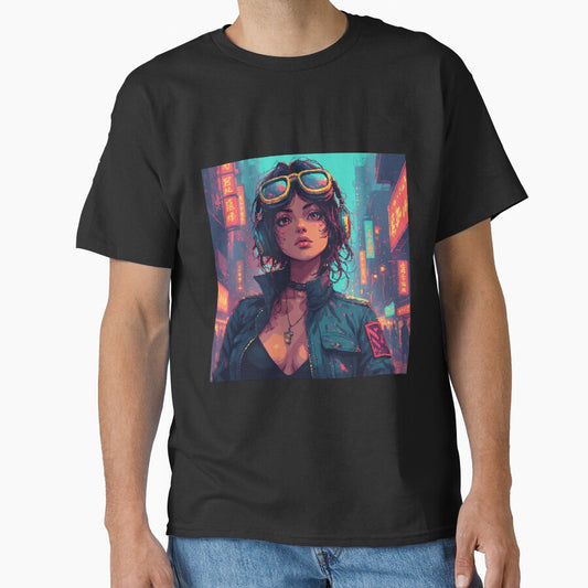 Retro Pixel Art Beautiful Girl In Cyberpunk by pexoboy