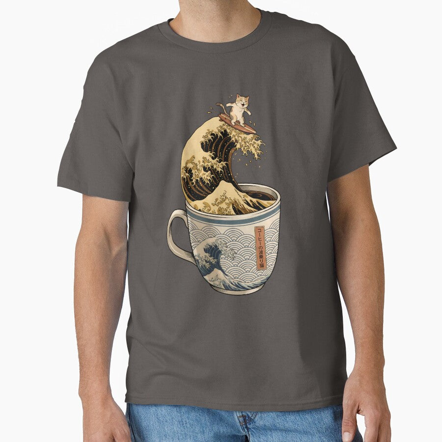 Great Wave Coffee Cup Surfer Cat Tsunami by CoffeeAfterDark