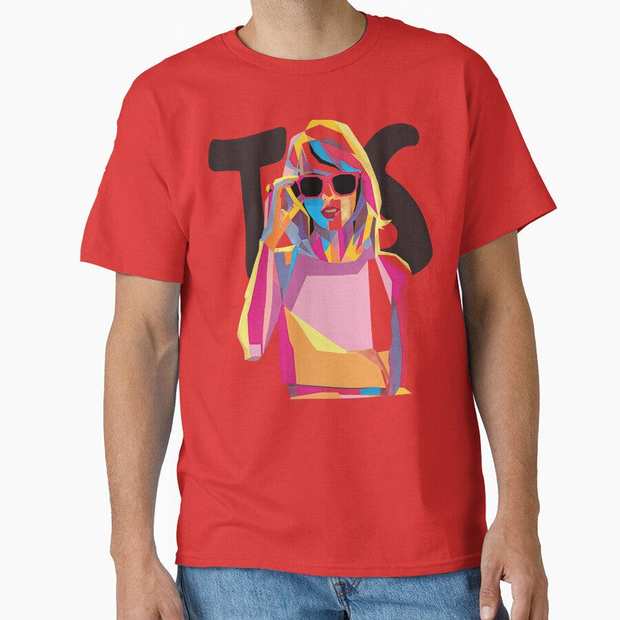 Retro Pop Art Swiftie Aesthetic Colorful Concert Fan Art Classic T-Shirt by FishandFolie