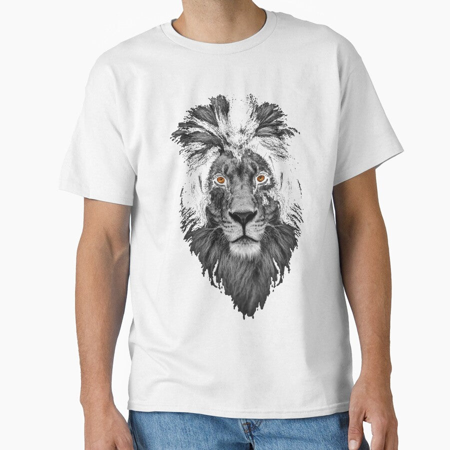 Lion Face T-shirt, Unisex Tshirt, Men Graphic Tee, Screen Print Shirt, Crew Neck, Gift for Dad, Gift for Men, Black T-shirt T-Shirt by fun-times-store