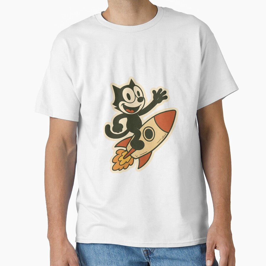 FELIX CAT RIDING A ROCKET VINTAGE by infinitearte