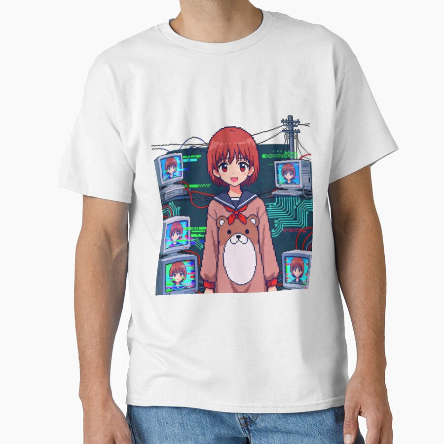 Serial Experiments Lain Pixel Art | Retro Anime Vaporwave Glitch Aesthetic by Gurjeetpixelart