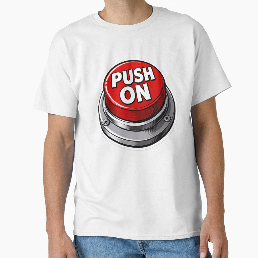 Push On Button Funny Motivational Design – Bold Red Button Sticker by ITSimagination