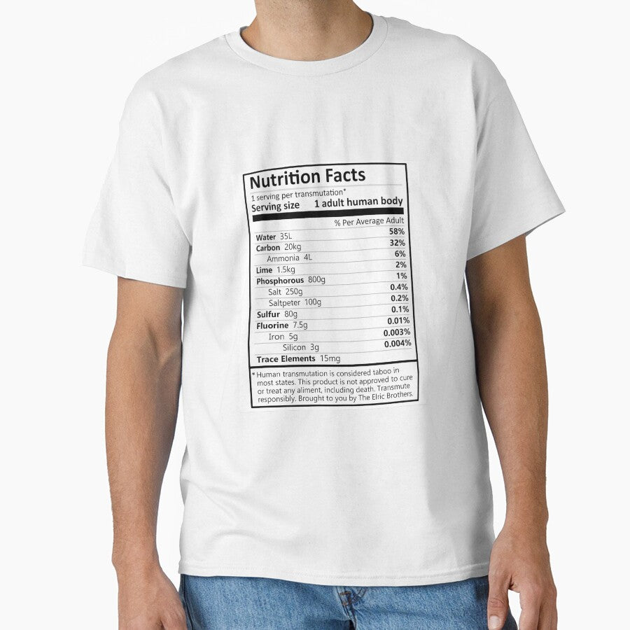 Fullmetal Alchemist Brotherhood, Transmutation Nutrition Label Funny Edward Elric Quote Subtle Fanart by AniMayhemMerch
