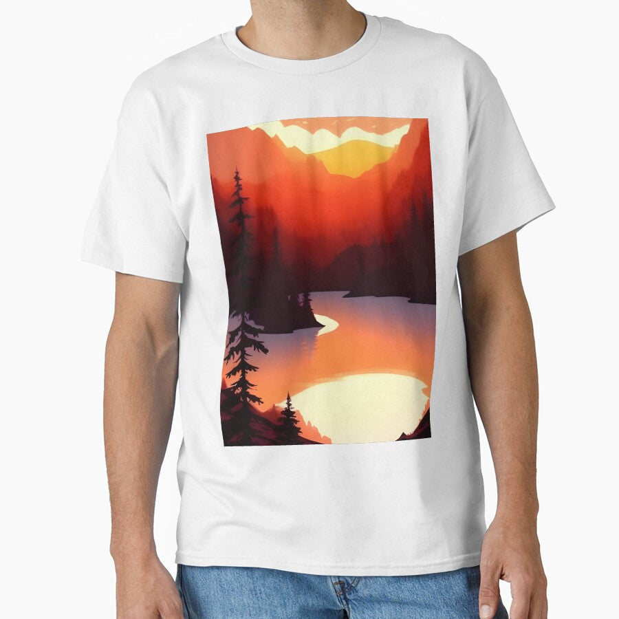 Add a Touch of Beauty and Tranquility to Your Home with Our Wide Range of Gorgeous Minimalist Landscape and Lake Sunrise Prints by supeart