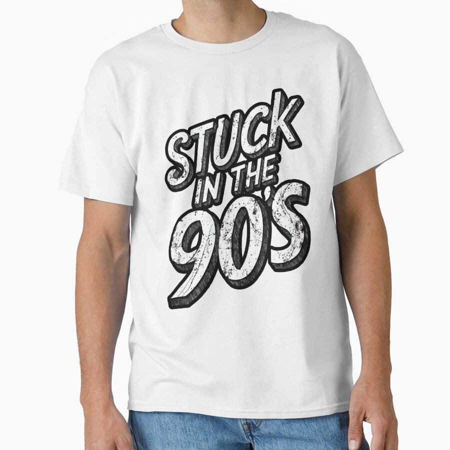 Retro Stuck in the 90's Text Design - Vintage Nineties Nostalgia Graphic by RuyaFab