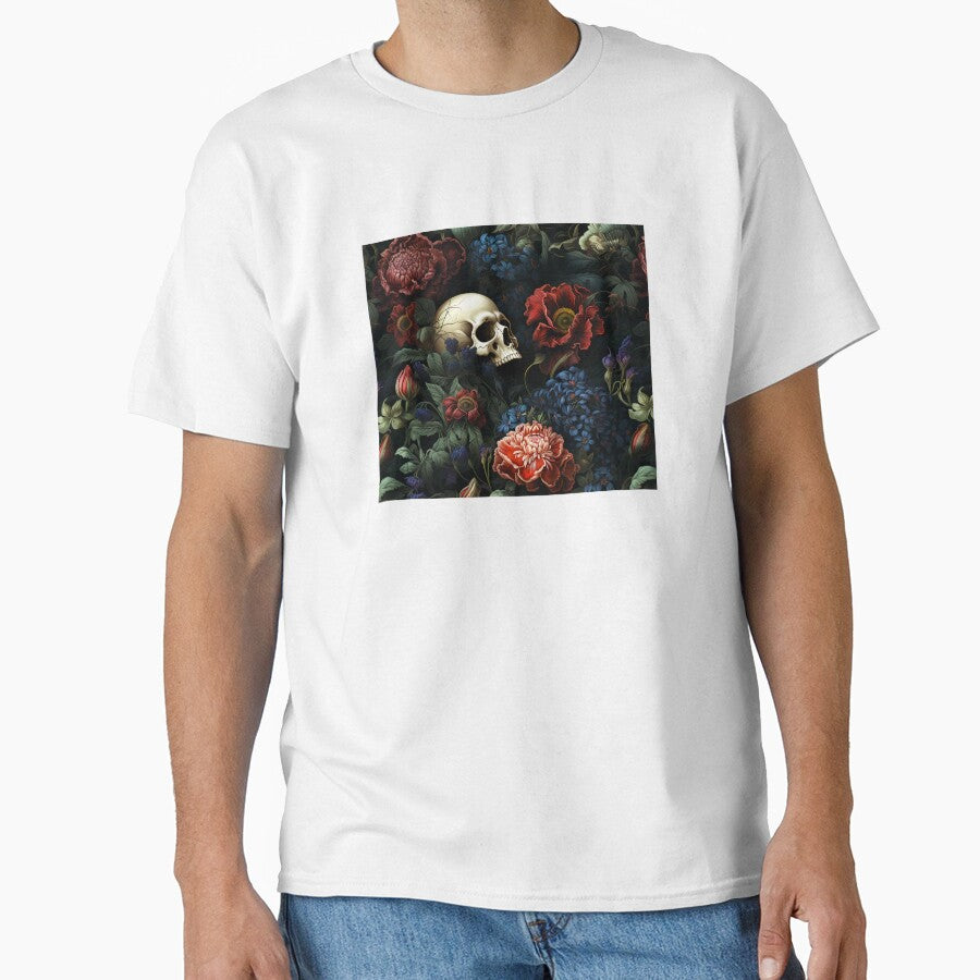 Skull And Flowers • Romantic Goth Skull Garden by Rike Mayer