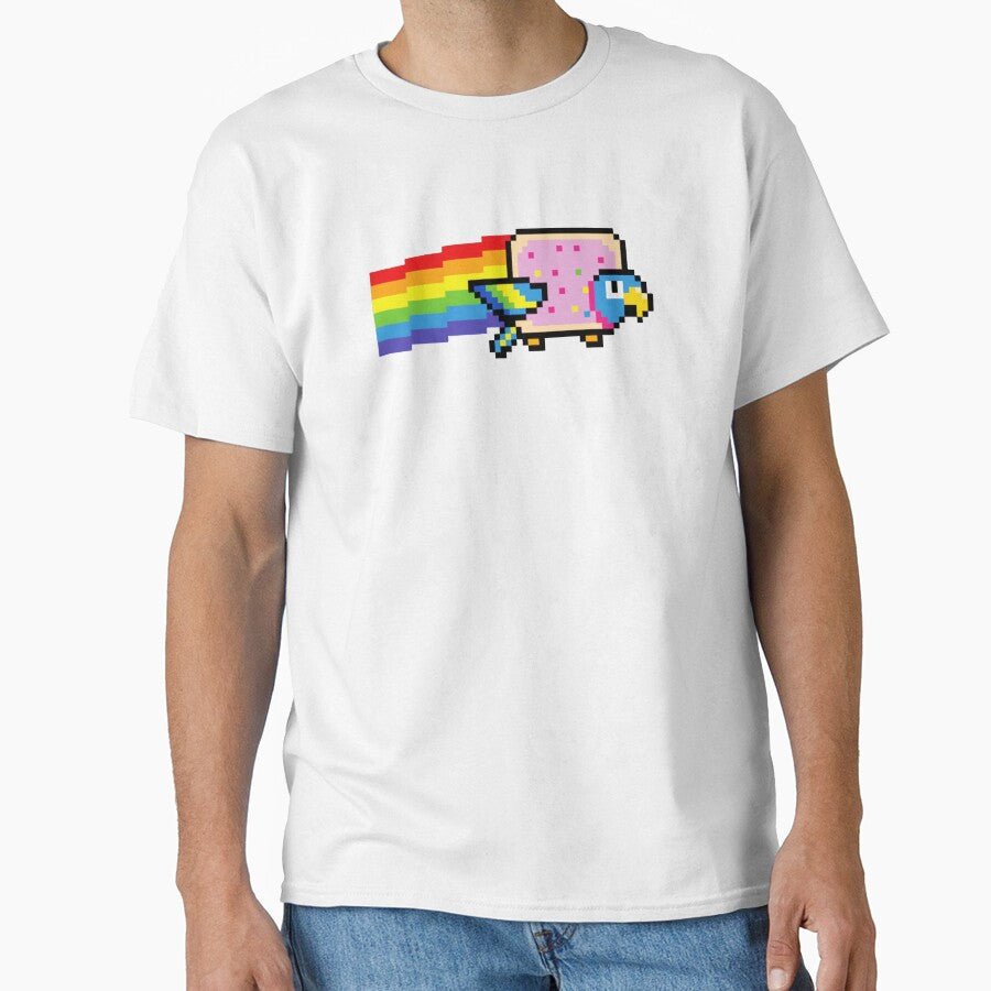 Pixel Rainbow Flying Bird Pixel Art Retro Style by JEFDodsonArt
