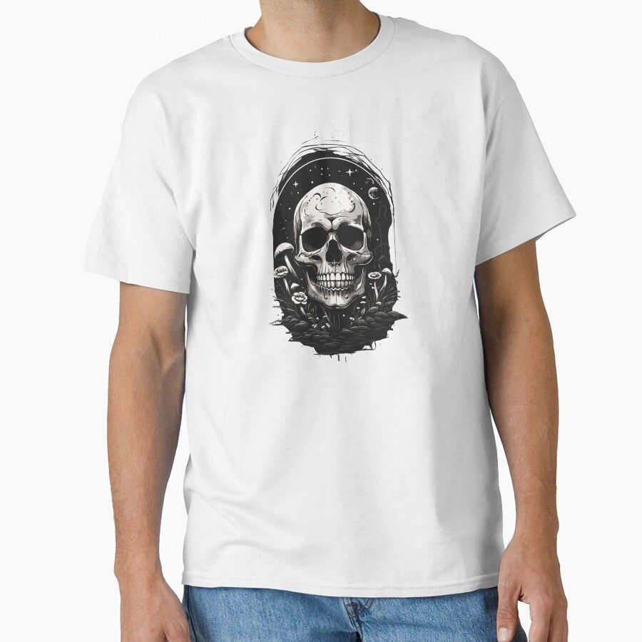 Whimsy Goth Skull & Mushrooms: Casual Y2K Grunge Aesthetic by LoFiArtFart
